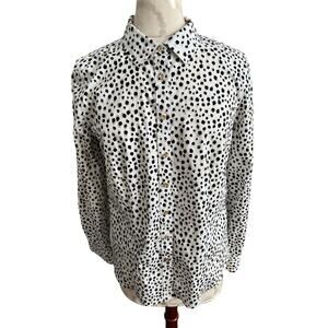 Talbots Women's Animal Print Non-Iron Button Up Blouse Size 8